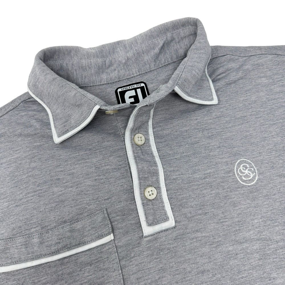 FOOTJOY FJ Golf Mens Athletic Fit‎ Gray Short Sleeve Pocket Polo Size Medium